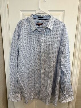 NWT Johnson & Murphy blue and white button down 3XL